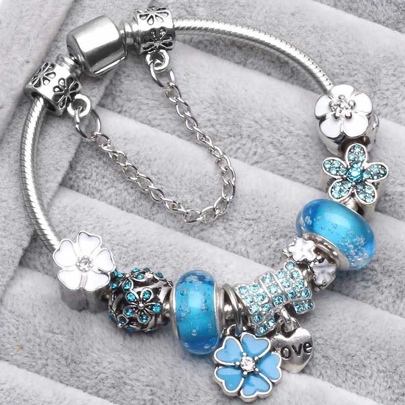 Vintage Silver Color Charms Bracelets for Women