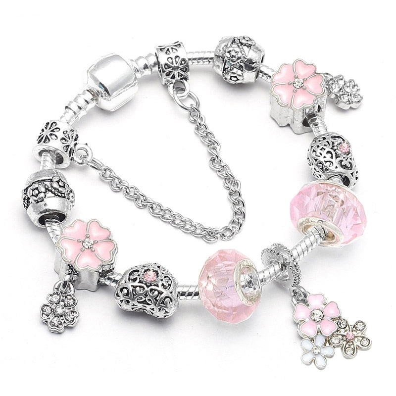 Vintage Silver Color Charms Bracelets for Women