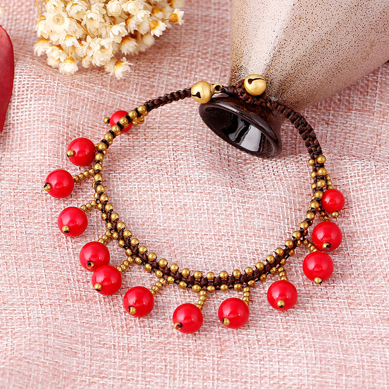 Vintage Tassel Red Beads Anklets