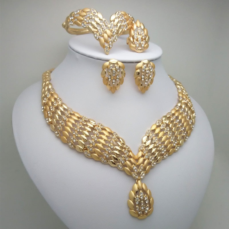 Fashion African Dubai Gold Jewelry Women African Beads Set