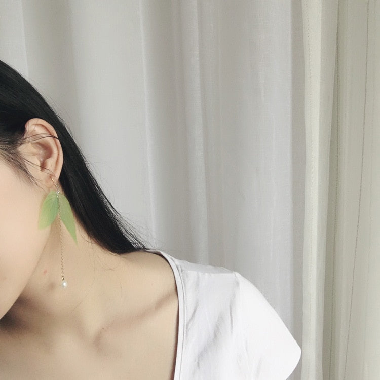 New Hot Embellishment Simple Retro Leaves Green Leaves Earrings,