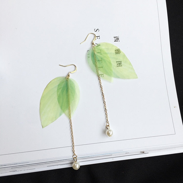 New Hot Embellishment Simple Retro Leaves Green Leaves Earrings,
