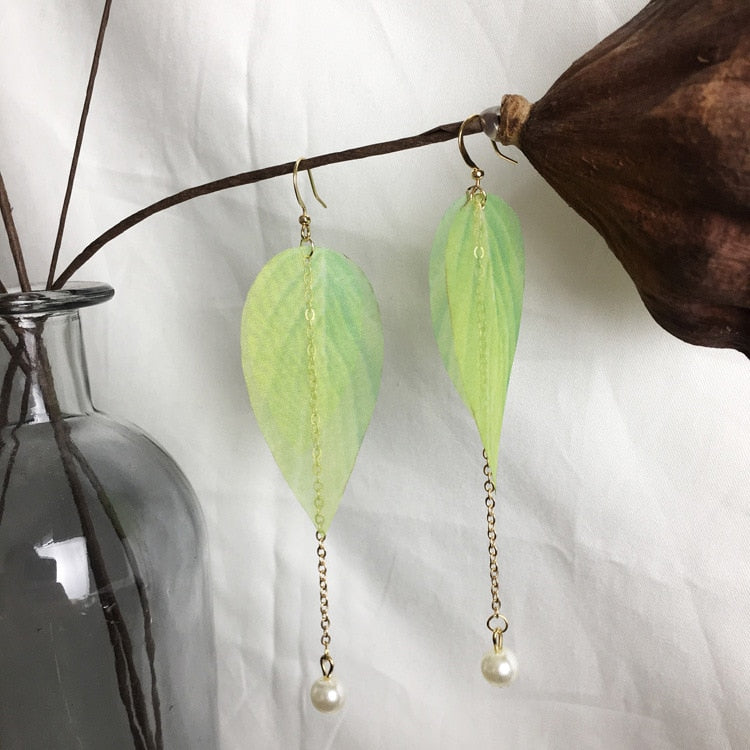 New Hot Embellishment Simple Retro Leaves Green Leaves Earrings,