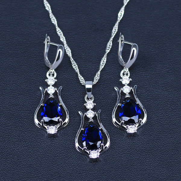 Fashion Beaded Necklace Drop Earring Ring 4 Pcs Bridal Costume Jewelry Sets