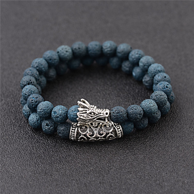 Natural Stone Beads Men's Dragon Bracelet Set