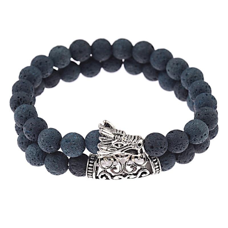 Natural Stone Beads Men's Dragon Bracelet Set