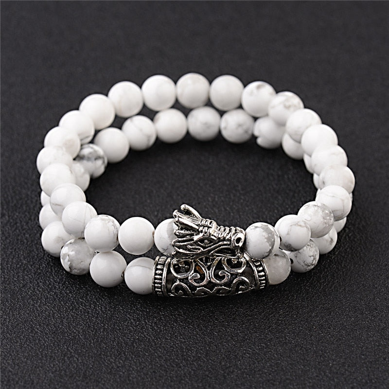 Natural Stone Beads Men's Dragon Bracelet Set