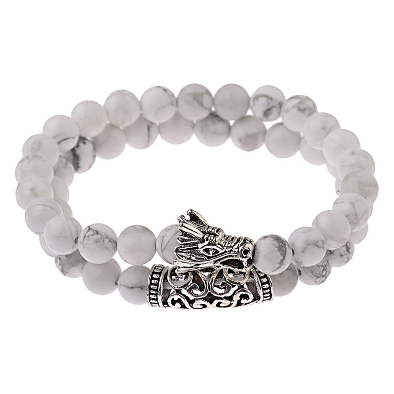 Natural Stone Beads Men's Dragon Bracelet Set