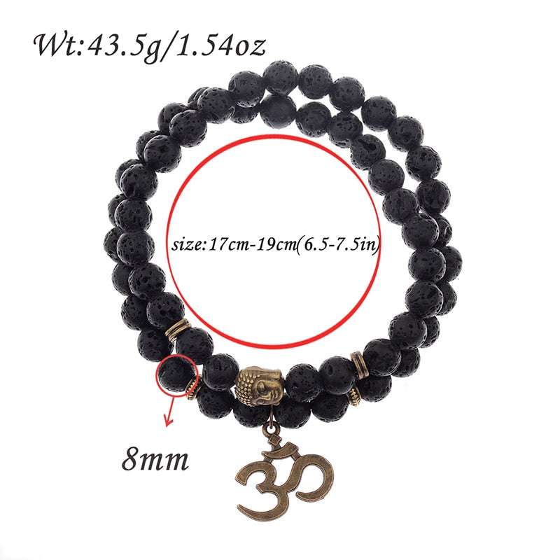 Antique Yoga Om Charm Metal Pendant Buddha Men Bracelet
