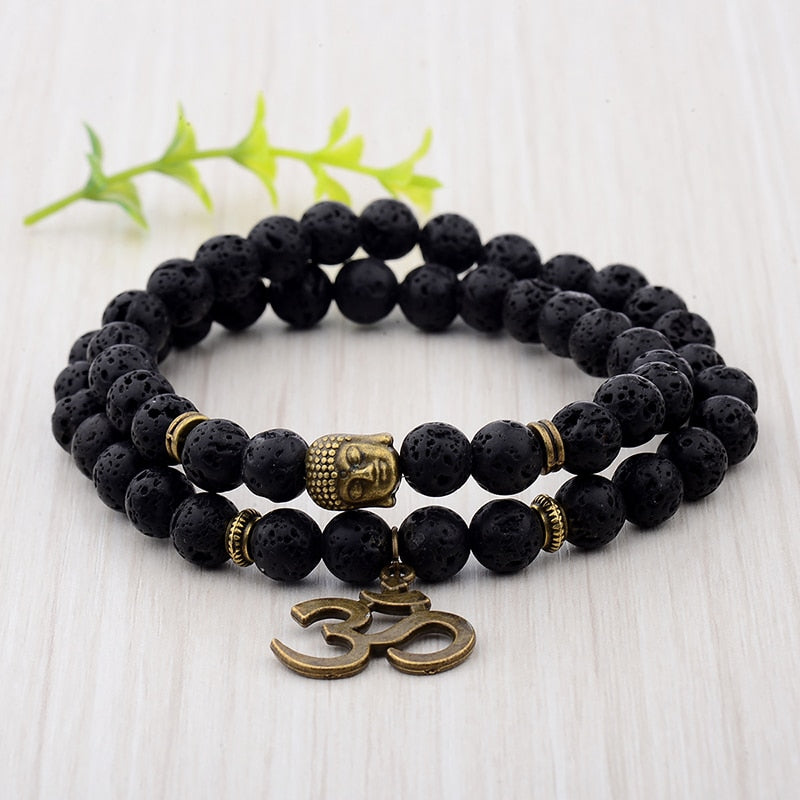 Antique Yoga Om Charm Metal Pendant Buddha Men Bracelet