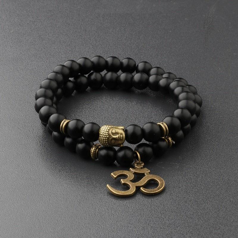Antique Yoga Om Charm Metal Pendant Buddha Men Bracelet