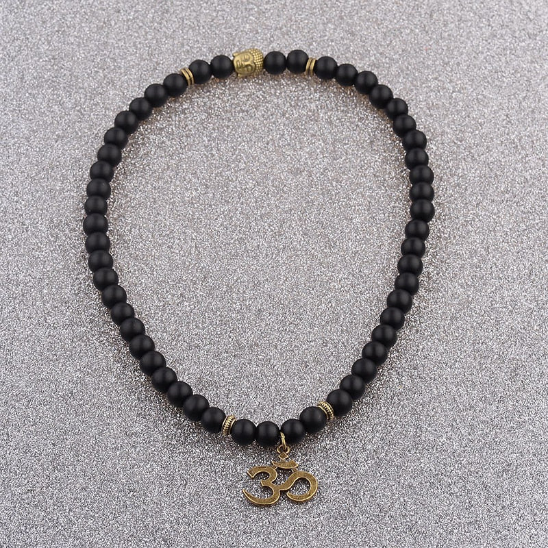 Antique Yoga Om Charm Metal Pendant Buddha Men Bracelet