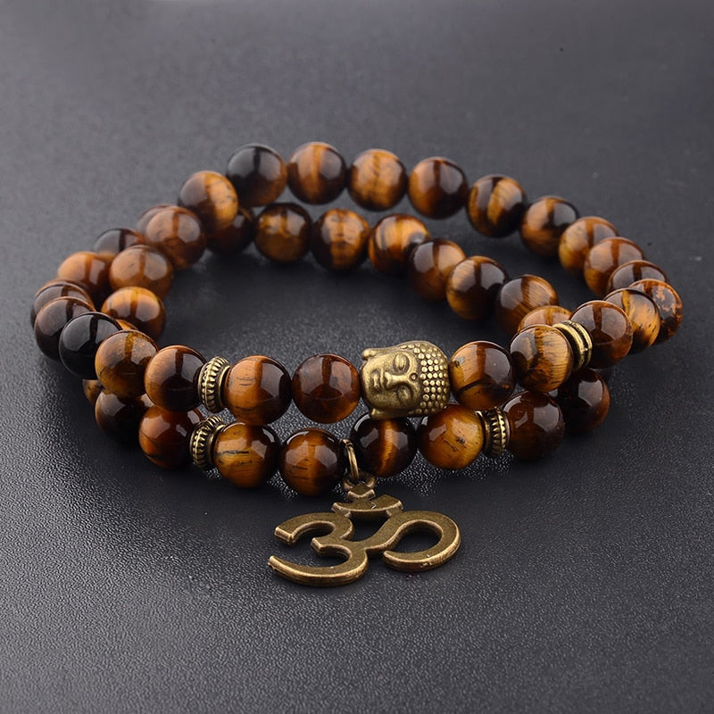 Antique Yoga Om Charm Metal Pendant Buddha Men Bracelet