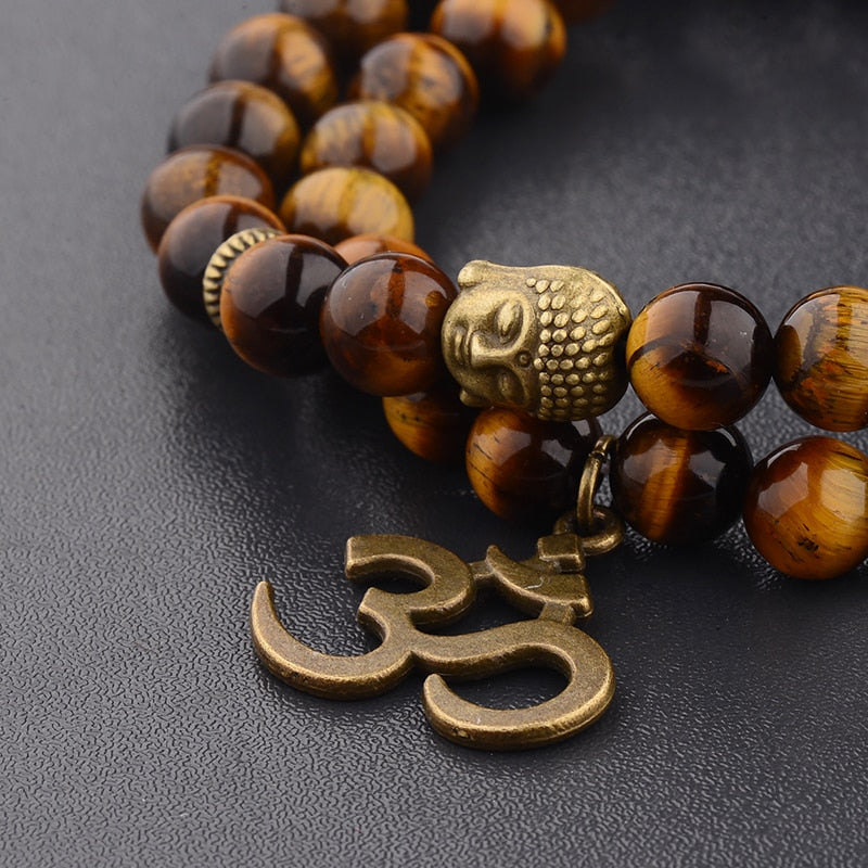 Antique Yoga Om Charm Metal Pendant Buddha Men Bracelet