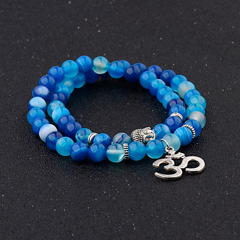 Antique Yoga Om Charm Metal Pendant Buddha Men Bracelet