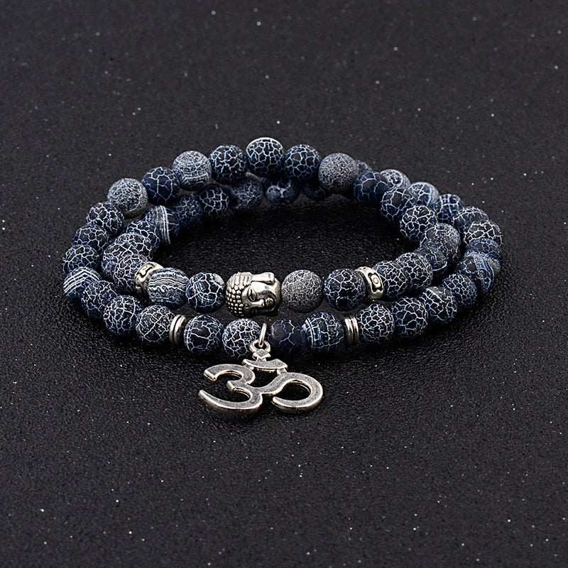 Antique Yoga Om Charm Metal Pendant Buddha Men Bracelet