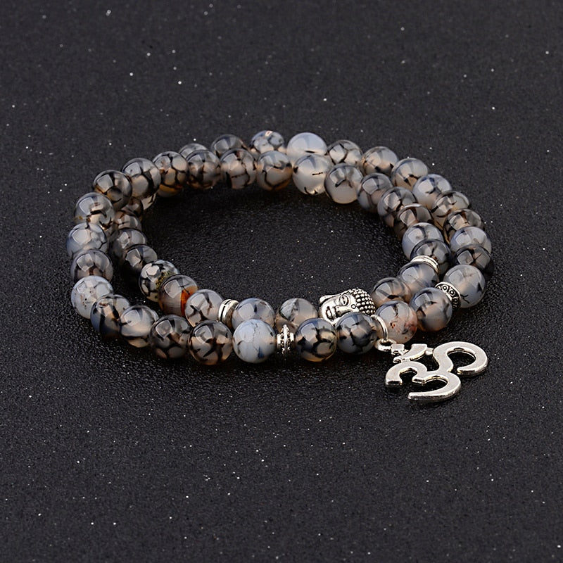 Antique Yoga Om Charm Metal Pendant Buddha Men Bracelet