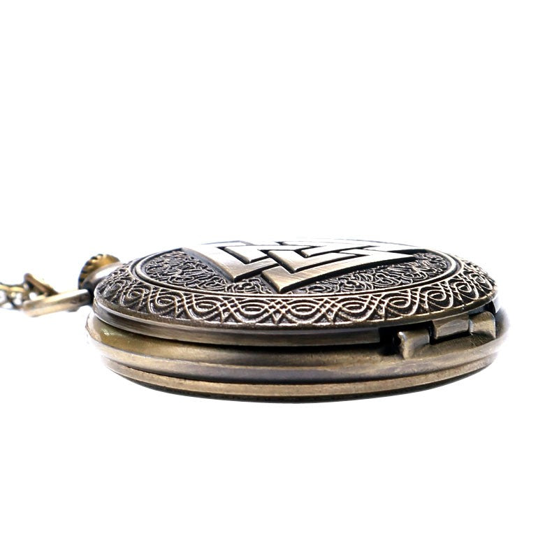 Three Interlocking Triangles Norse Mythology Antique Style Pocket Watch