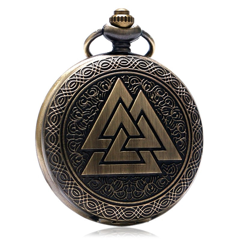 Three Interlocking Triangles Norse Mythology Antique Style Pocket Watch