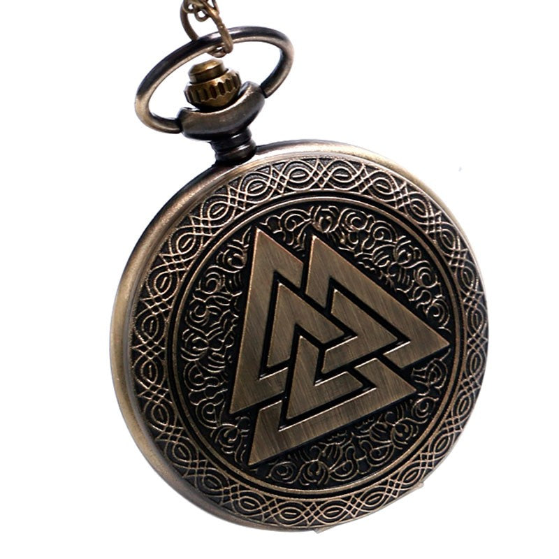 Three Interlocking Triangles Norse Mythology Antique Style Pocket Watch