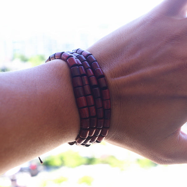 Pulsera de chakras del budismo tibetano con 108 cuentas de madera