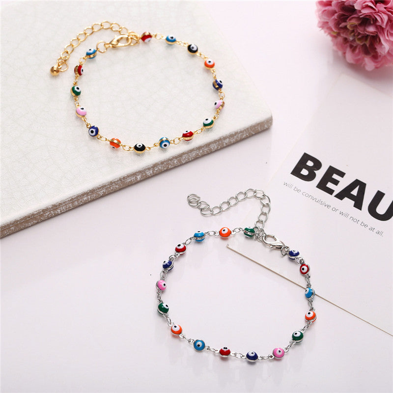 Colourful Evil Eye Beads Ankle Bracelet For Women