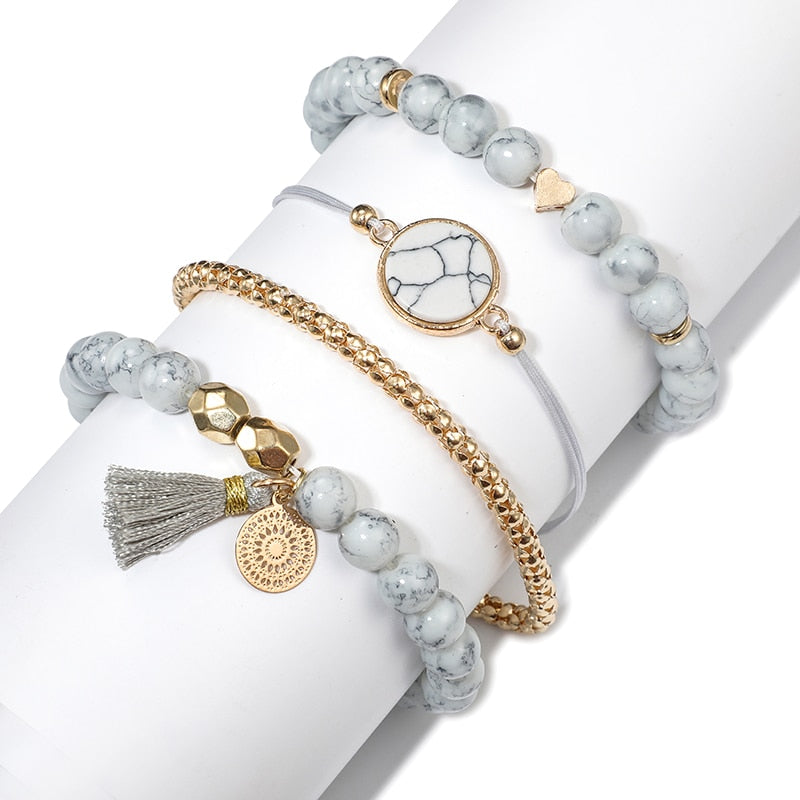 Bohemia Heart Tassel Beaded Bracelet for Women