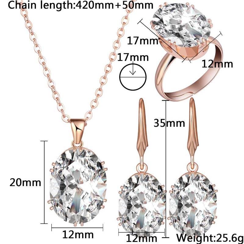 Luxury Rose Gold Cubic Zircon Bridal Wedding Earrings Sets