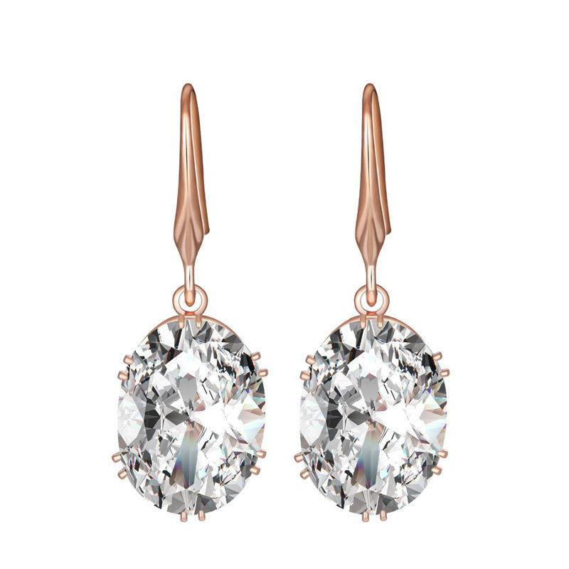 Luxury Rose Gold Cubic Zircon Bridal Wedding Earrings Sets