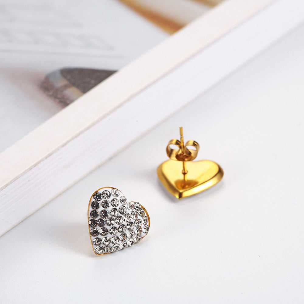 Stainless steel   Heart Necklace Earrings Jewelry Set