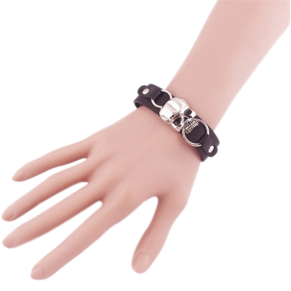 Pulsera de motociclista con esqueleto de calavera de hip hop vintage