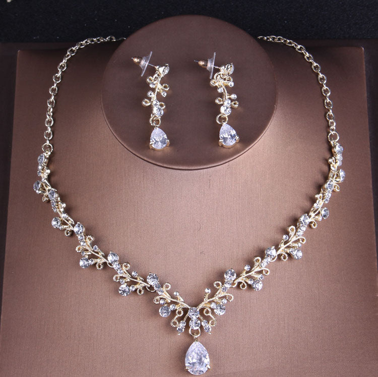 Baroque Noble Crystal Bridal Necklace Earrings  Jewelry Sets