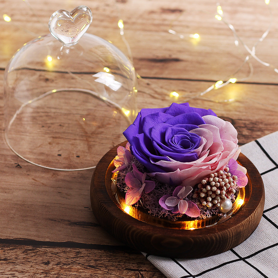 Natural Everlasting Rose in Glass  Day Wedding Gift For Home Decor