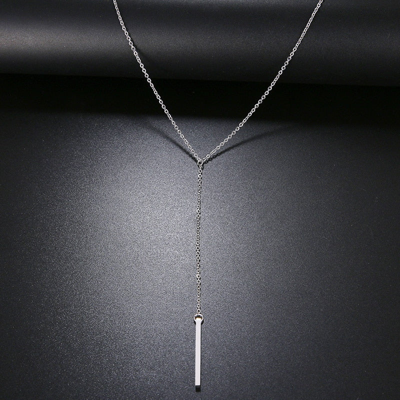Women Lover's Simple Long Stick Pendant Necklaces