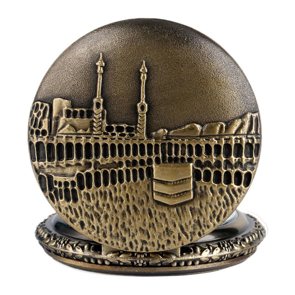 Classic Castle Building Quartz Pocket Watch