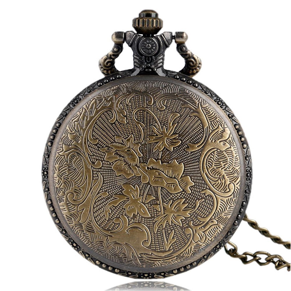 Classic Castle Building Quartz Pocket Watch