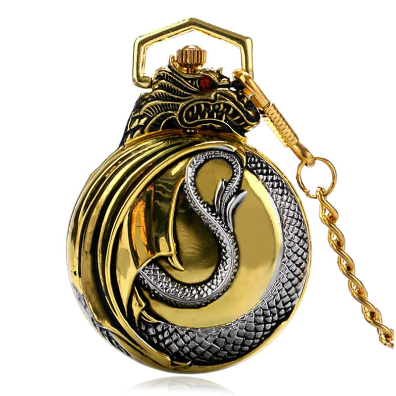 Vintage Gold Red Crystal Retro Red Garnet Inset  Luxury Necklace Pocket Watch