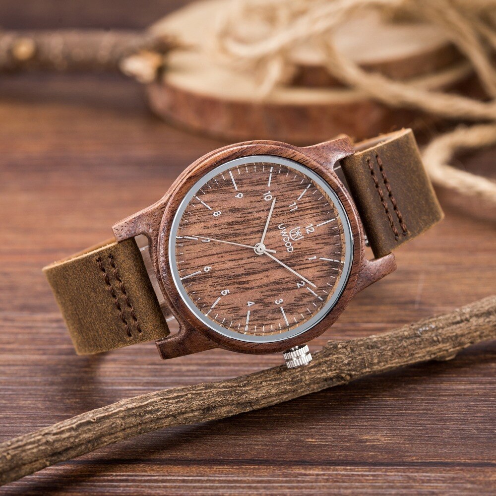 Luxury Women Watch Wood Leather Wristwatches