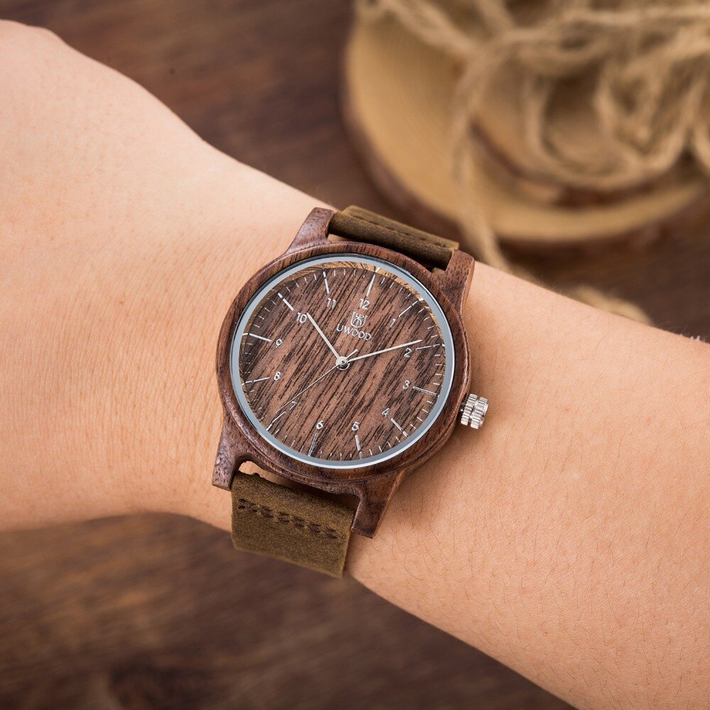 Luxury Women Watch Wood Leather Wristwatches