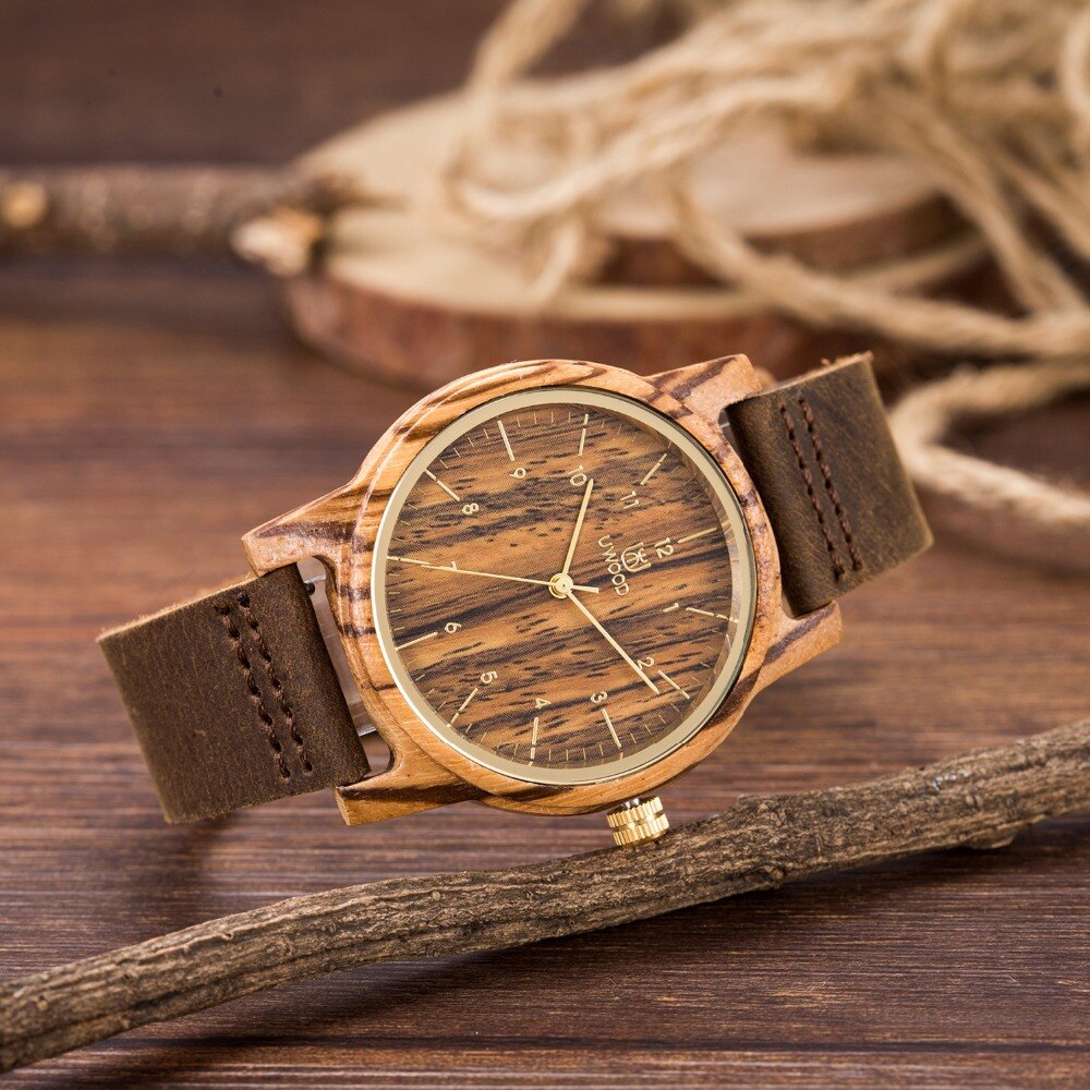 Luxury Women Watch Wood Leather Wristwatches