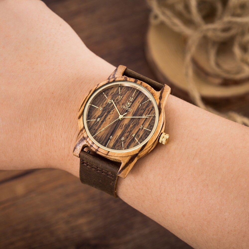 Luxury Women Watch Wood Leather Wristwatches