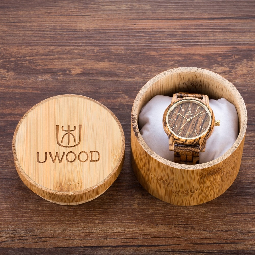 Luxury Women Watch Wood Leather Wristwatches