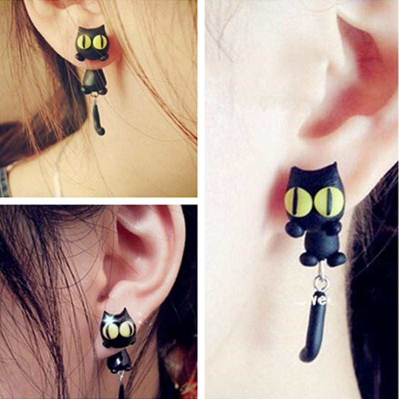 1 pair New Design Handmade yellow eyes Cute Cat Stud Earring