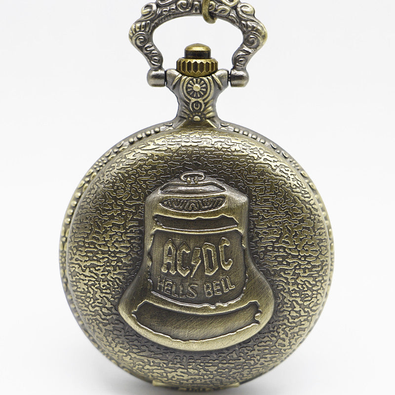 Bronze Pocketwatch Vintage ACDC Hells Bell Theme Quartz Pocket Watch