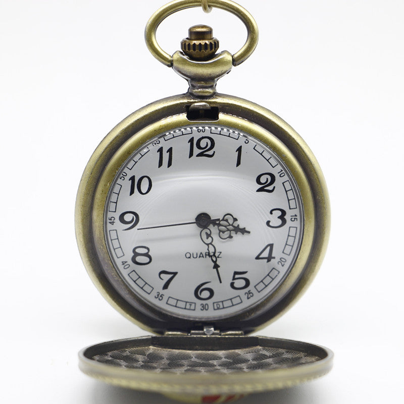 Bronze Pocketwatch Vintage ACDC Hells Bell Theme Quartz Pocket Watch