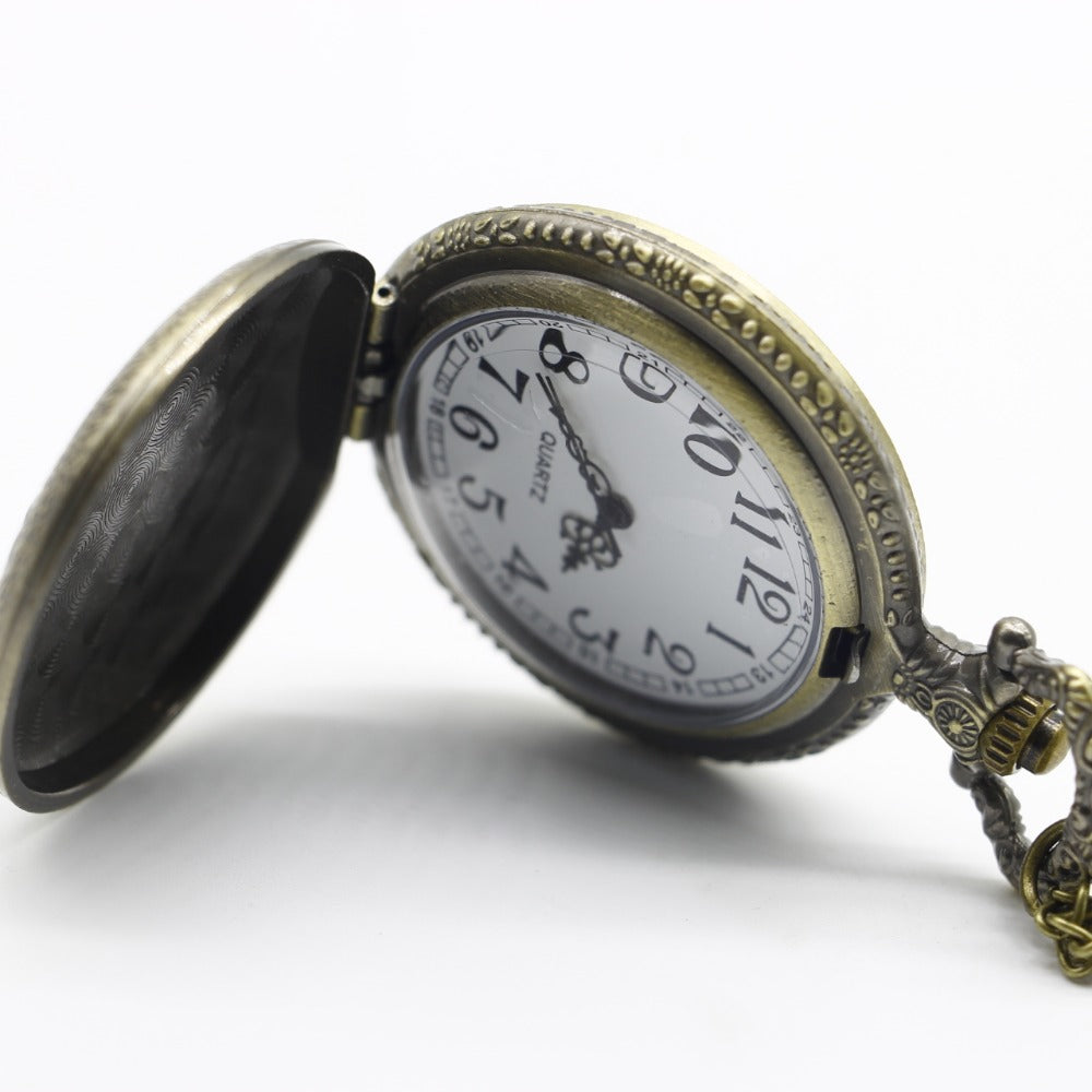 Bronze Pocketwatch Vintage ACDC Hells Bell Theme Quartz Pocket Watch