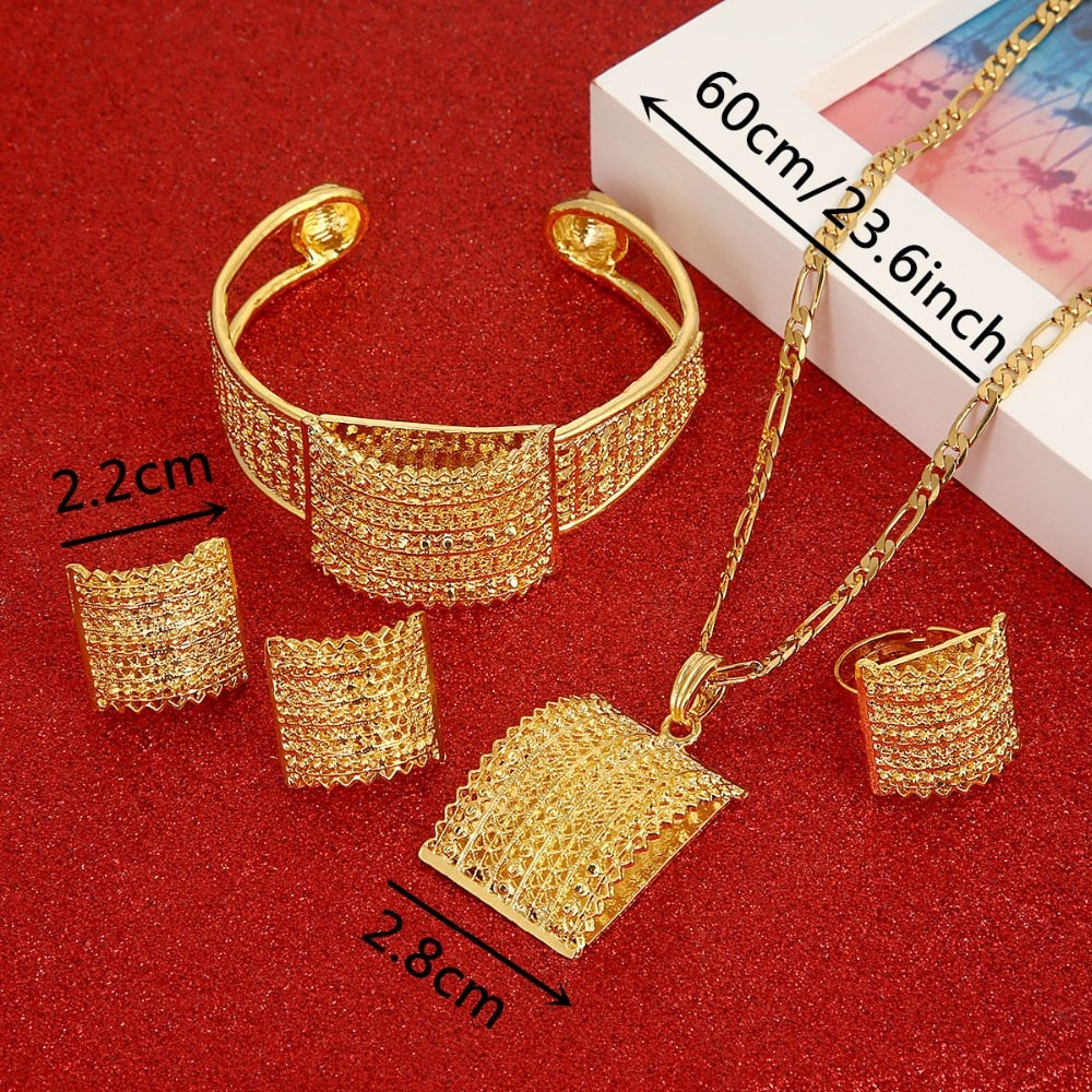 Bride Wedding Pendant Necklace Bangle Earring Ring  Sets