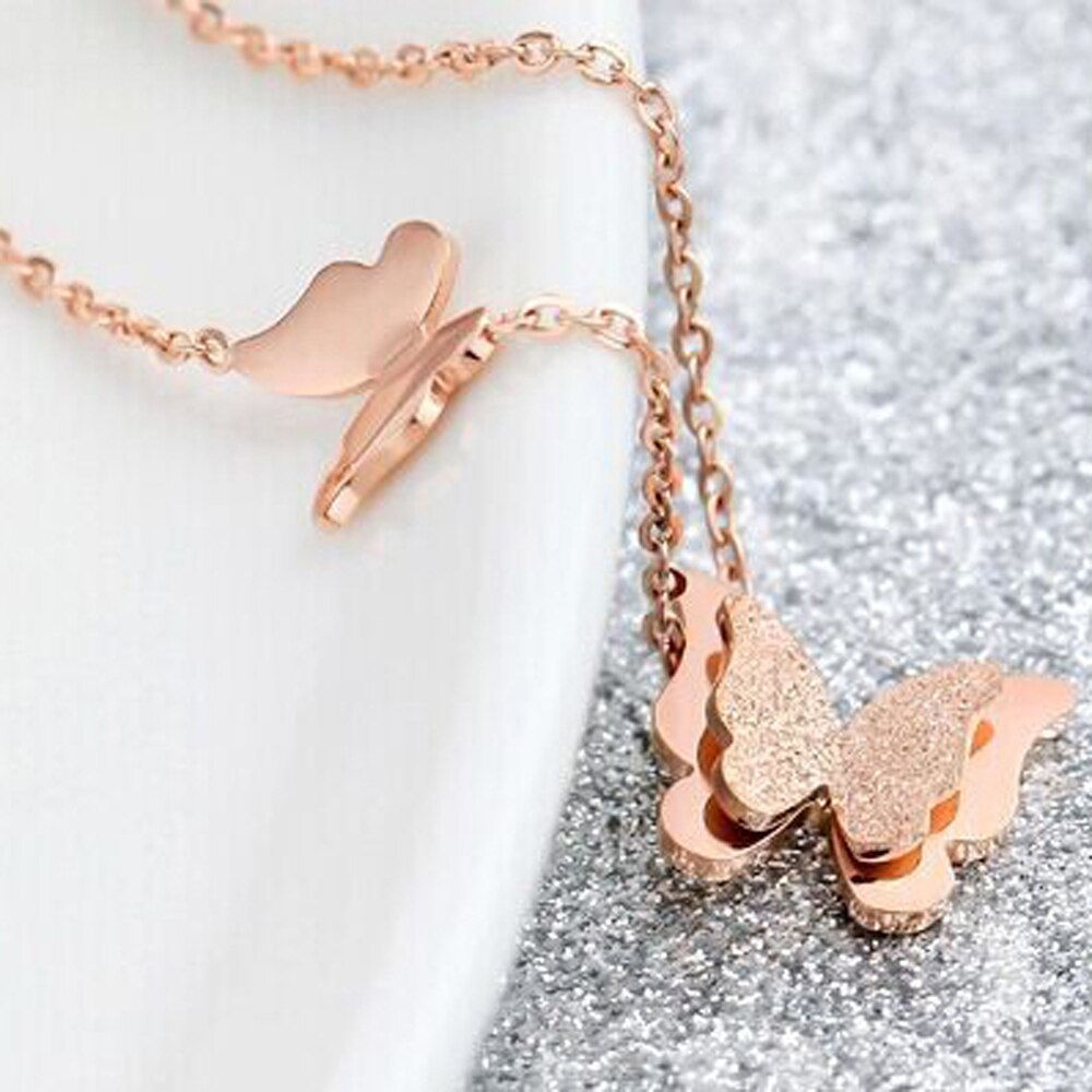 Romantic Butterfly Necklace + Earring Jewelry Sets