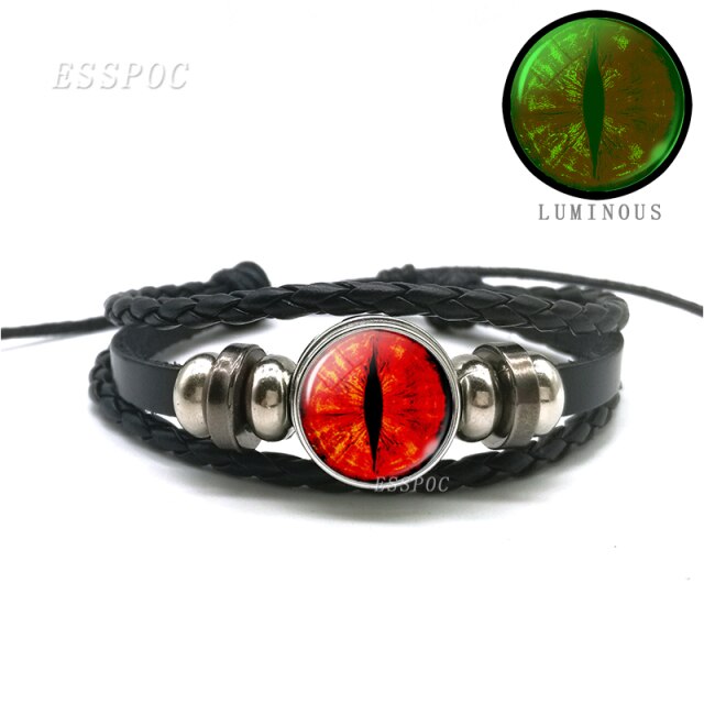 Evil Blue Eye Glass Dome Leather Bracelets