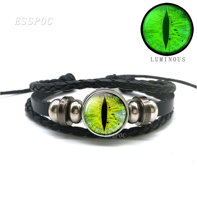 Evil Blue Eye Glass Dome Leather Bracelets